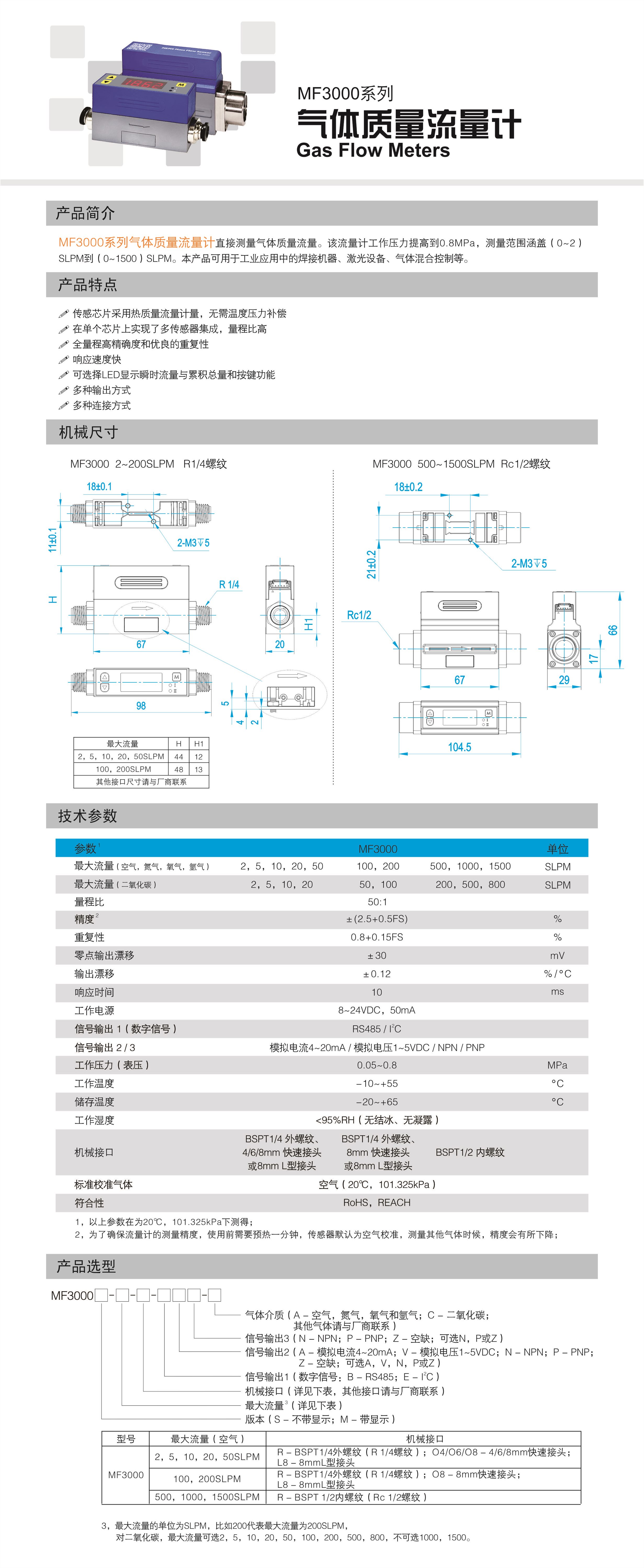 mf3000系列气体质量流量计